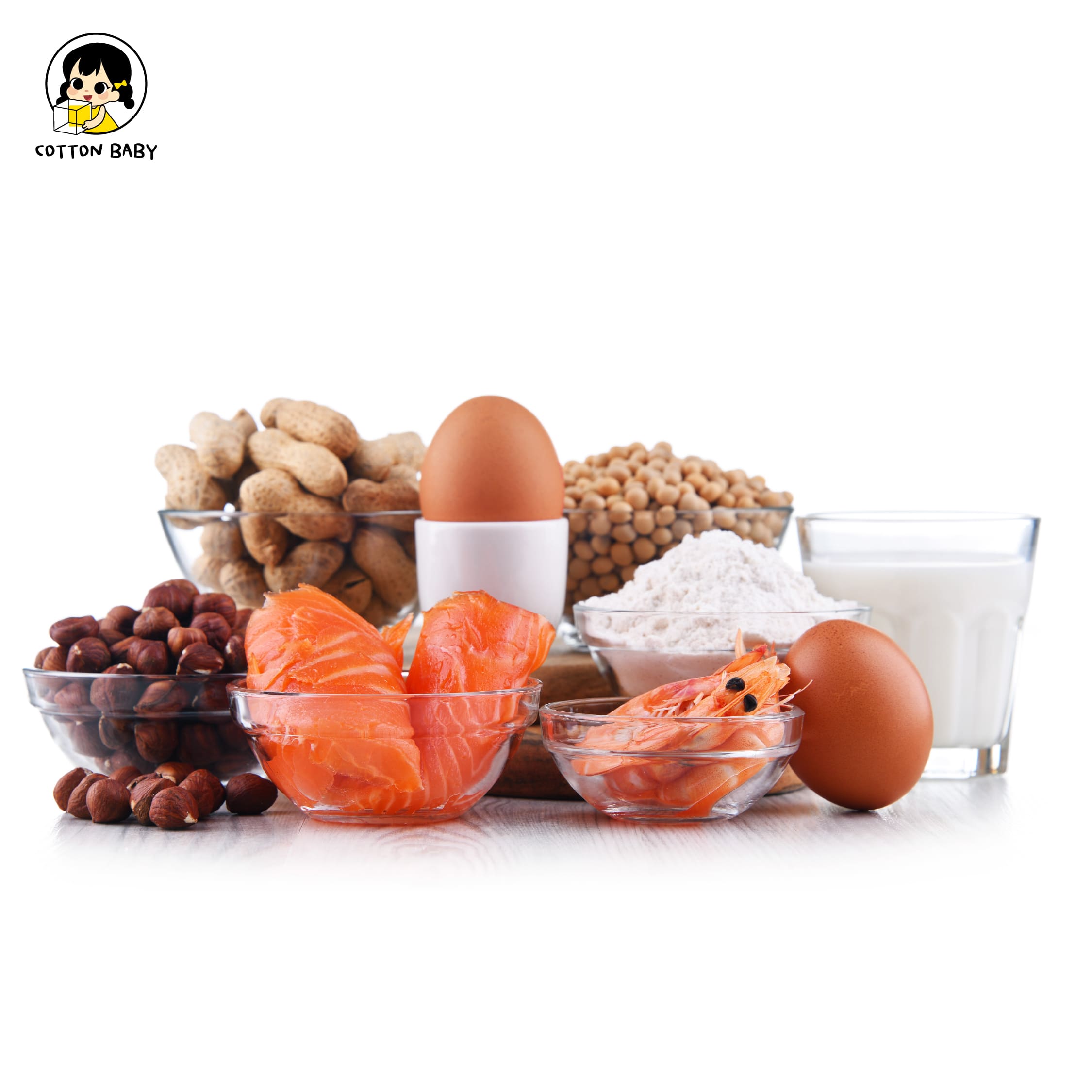 อาหารที่อาจทำให้เกิดภูมิแพ้อาหารแฝง นม ไข่ ถั่ว ปลา กุ้ง